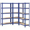 vidaXL 3 Piece 5-Layer Shelves Set Blue Steel&Engineered Wood