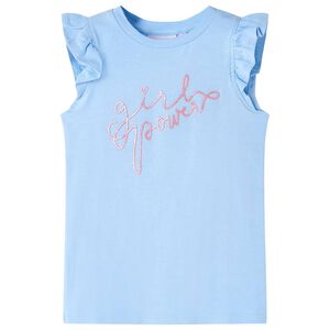 vidaXL Kids' T-shirt with Ruffle Sleeves Light Blue 104