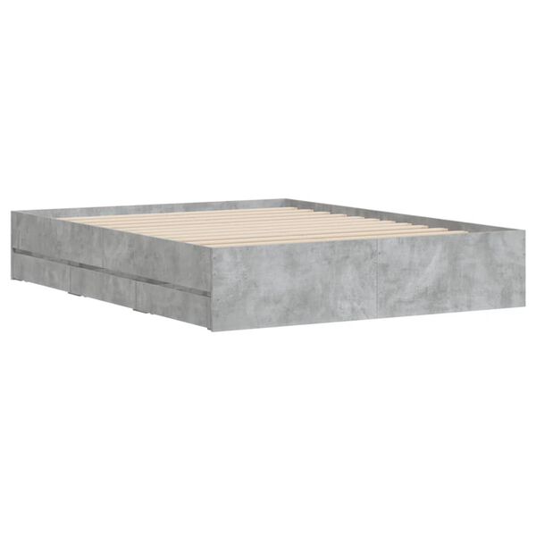 vidaXL Bed Frame with Drawers without Mattress Concrete Grey 140x200 cm
