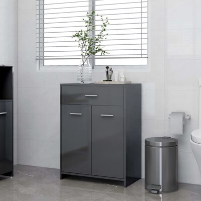 vidaXL Bathroom Cabinet High Gloss Grey 60x33x80 cm Engineered Wood