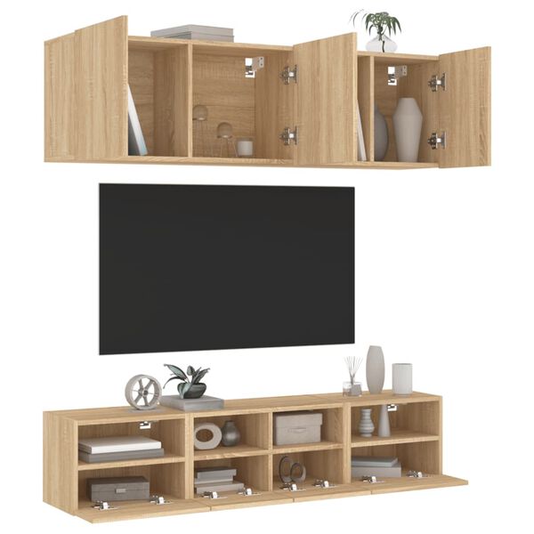 vidaXL 5 Piece TV Wall Units Sonoma Oak Engineered Wood