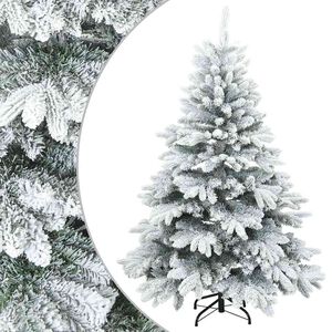 vidaXL Artificial Hinged Christmas Tree Snow Flocked White 150 cm