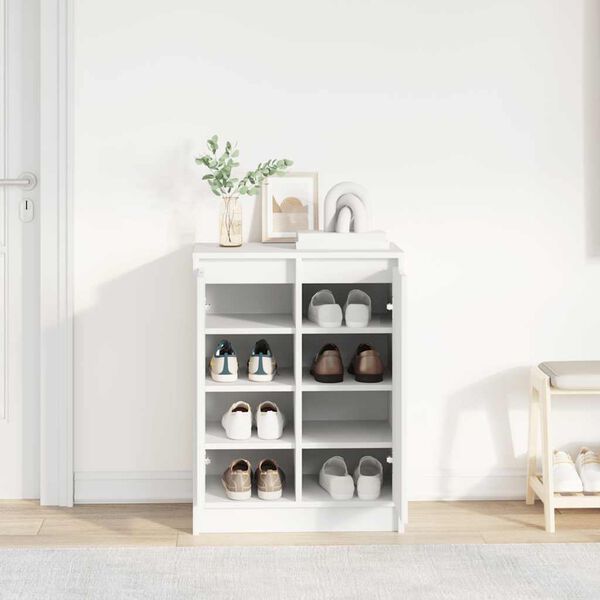 vidaXL Shoe Cabinet White 57x34x76 cm Engineered Wood