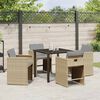 vidaXL Garden Dining Set with Cushion 5 pcs Beige Poly Rattan