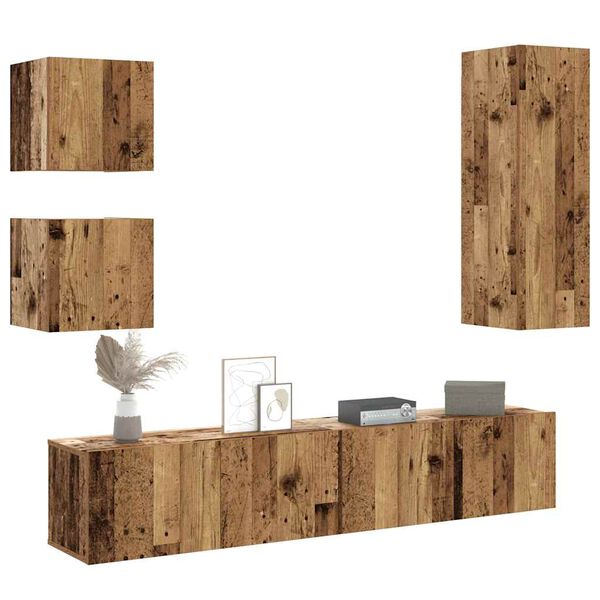 vidaXL 5 Piece TV Cabinet Set Wall-mounted Old Wood Engineered Wood