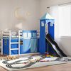vidaXL Bunk Bed without Mattress with Slide and Curtains Blue 90x190 cm Single