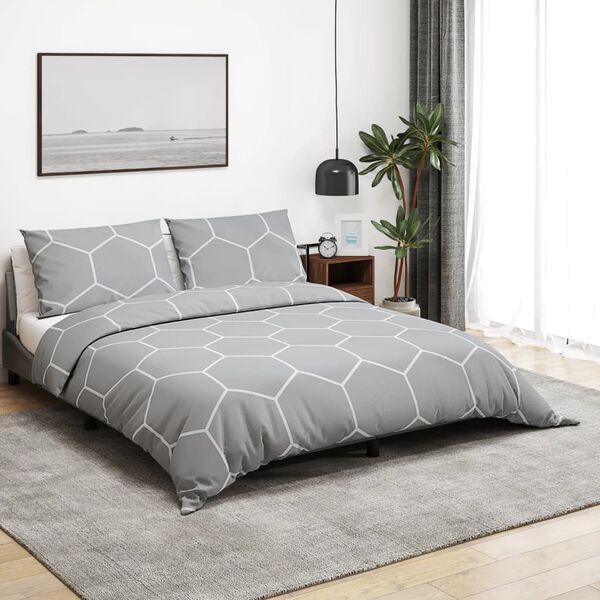 vidaXL Duvet Cover Set Grey 200x200 cm Cotton