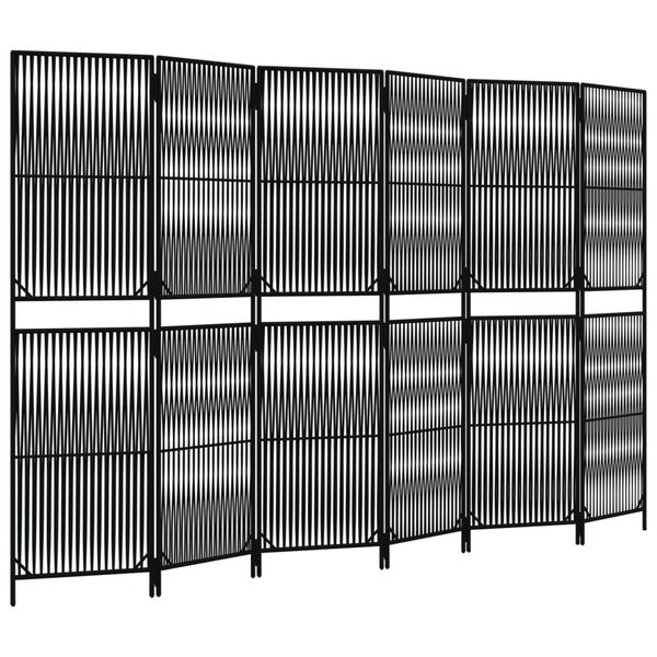 vidaXL Room Divider 6 Panels Black Poly Rattan