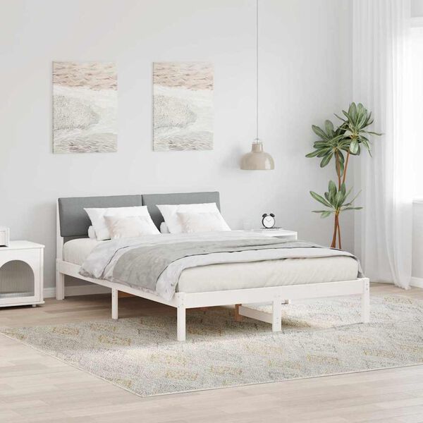 vidaXL Bed frame White and light grey 160 x 200 cm Solid pine wood