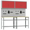 vidaXL Work Bench Set 8 pcs Red and Grey Powder-Coated Steel