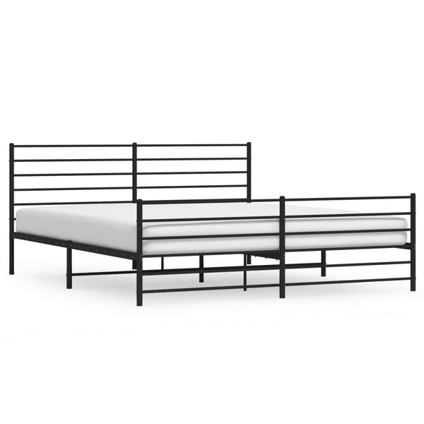 vidaXL Metal Bed Frame without Mattress with Footboard Black 200x200cm