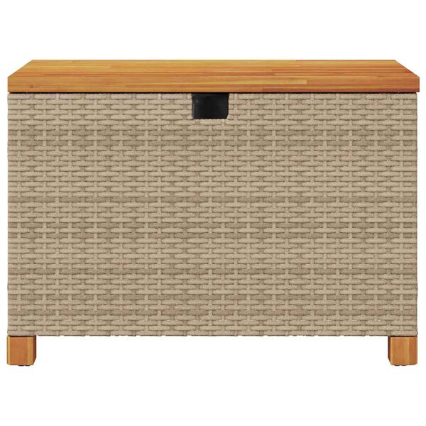 vidaXL Garden Storage Box Beige 80x40x48 cm Poly Rattan Acacia Wood