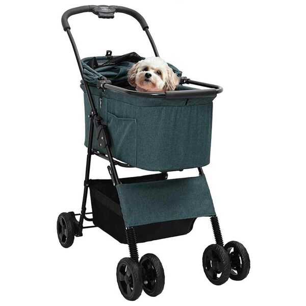 vidaXL Folding Pet Stroller Green 81 x 47 x 99 cm 600D Oxford fabric