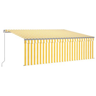 vidaXL Manual Retractable Awning with Blind 4x3m Yellow&White