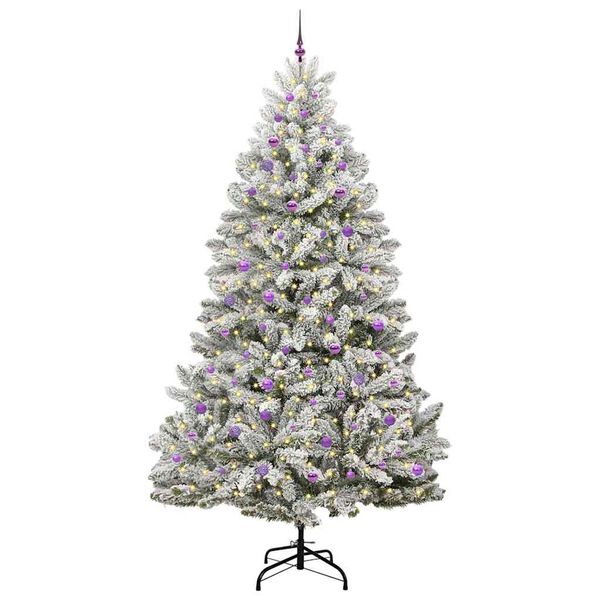 vidaXL Artificial Christmas Tree Green and White 270 cm PVC and Metal