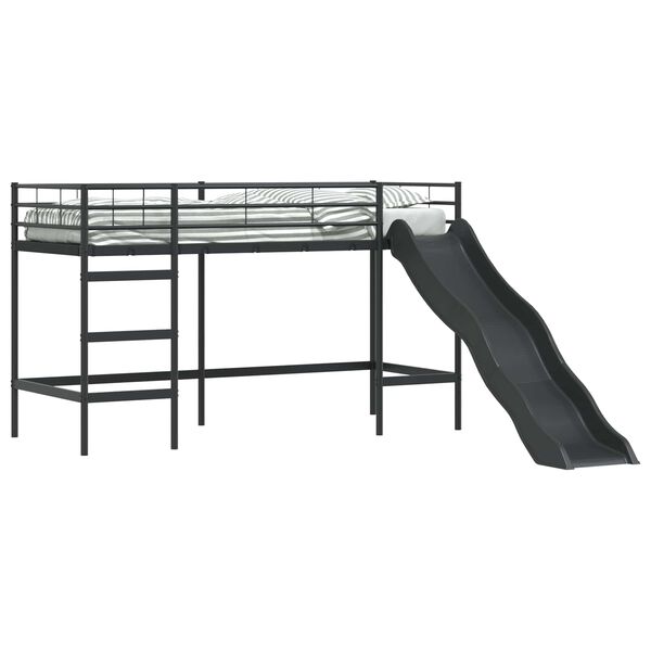 vidaXL Kids'Loft Bed Frame with Slide Black and Anthracite