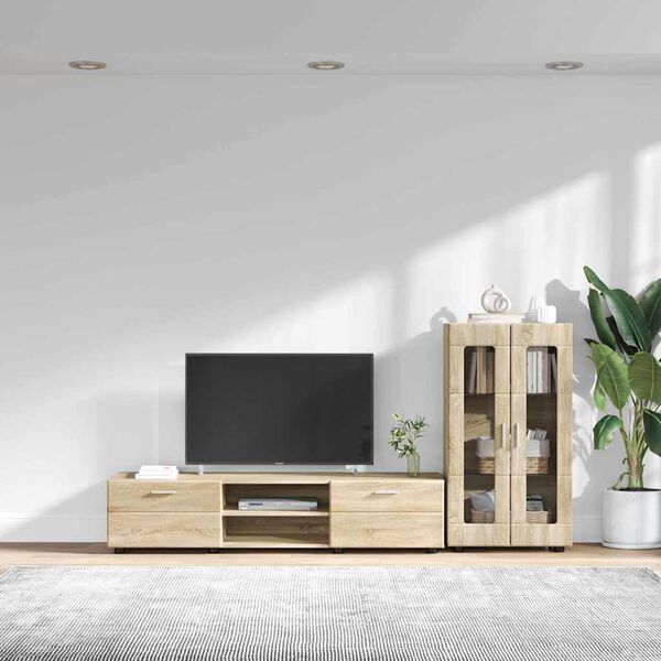vidaXL TV Cabinet Set with Drawer FLORIN Sonoma Oak Engineered Wood