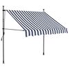 vidaXL Manual Retractable Awning with LED 150 cm Blue and White