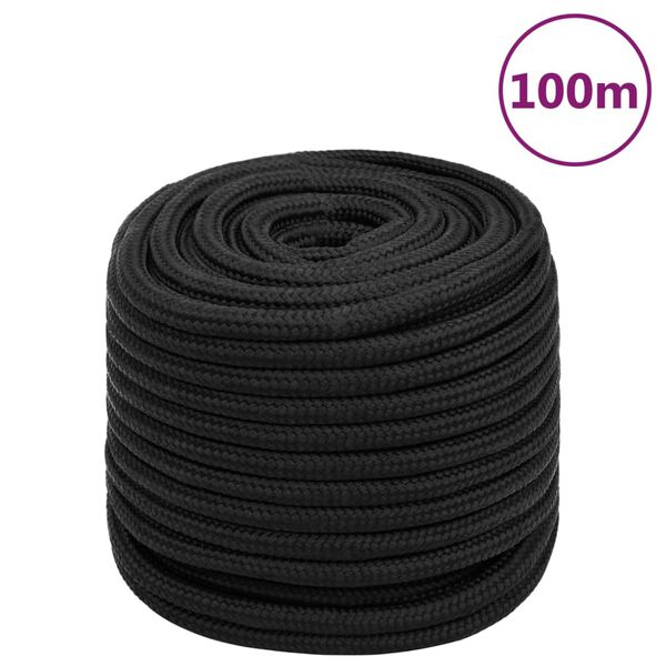 vidaXL Boat Rope Full Black 18 mm 100 m Polypropylene