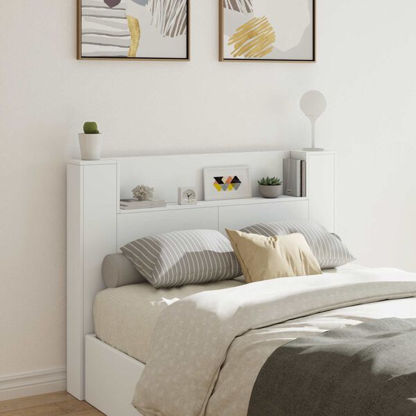 vidaXL Headboard Cabinet with LED White 140 x 16.5 x 103.5 cm