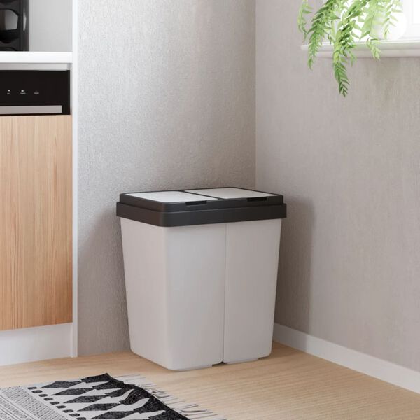 vidaXL Dual Bin White 2x25 L