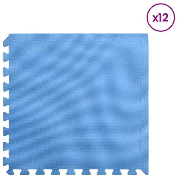 vidaXL Puzzle Exercise Mats 12 pcs Blue 4.32 ㎡ EVA Foam