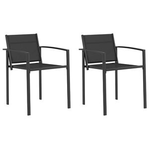 vidaXL Garden Chairs 2 pcs Black and Anthracite Textilene Fabric