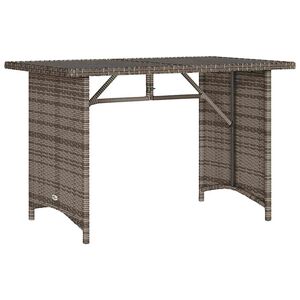 vidaXL Garden Table with Glass Top Grey 110x68x70 cm Poly Rattan