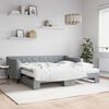 vidaXL Daybed with Trundle and Mattresses Light Grey 90x190 cm Fabric