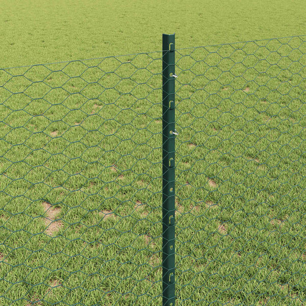 vidaXL Fence with Post Green 1 x 50 m Steel and PVC