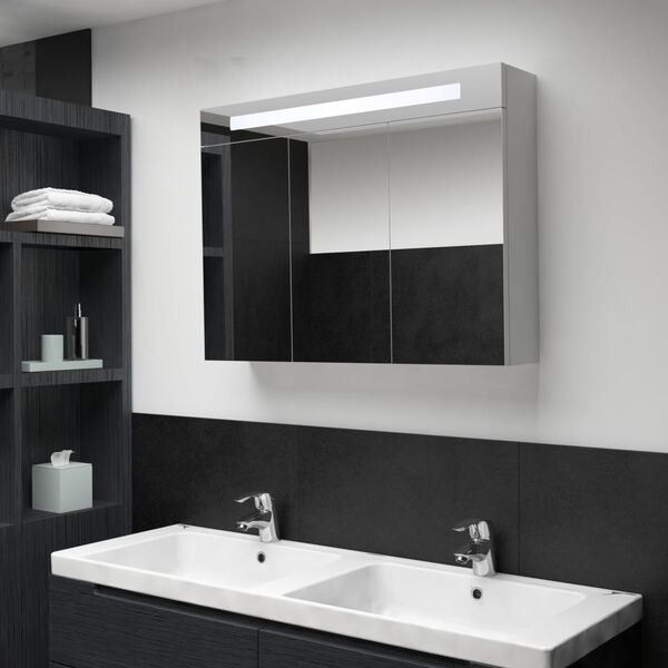 vidaXL LED Bathroom Mirror Cabinet 88x13x62 cm