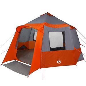 vidaXL Cabin Tent 12-Person 10-Person Grey and Orange