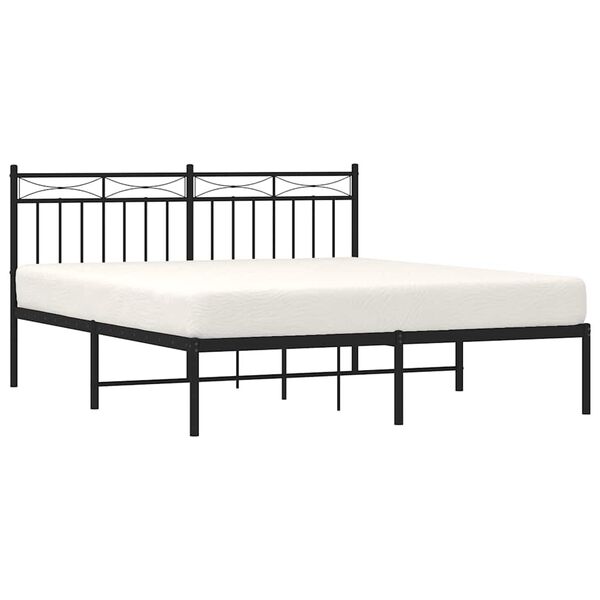 vidaXL Metal Bed Frame without Mattress with Headboard Black 150x200cm