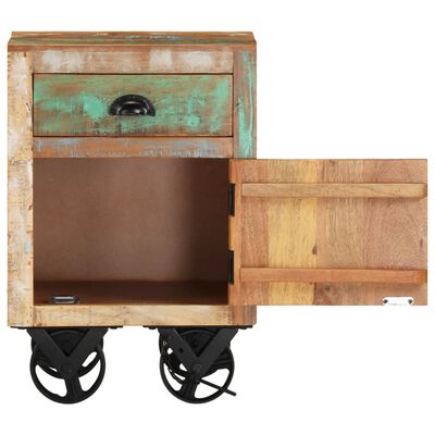 vidaXL Bedside Cabinet with Wheels 40x30x57 cm Solid Reclaimed Wood