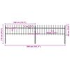 vidaXL Garden Fence with Spear Top Steel 359x60 cm Black