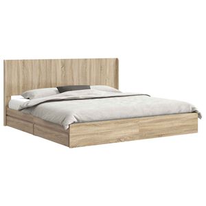 vidaXL Bed Frame with Storage and Headboard Sonoma Oak 180 x 200 cm