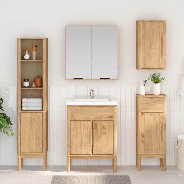 vidaXL Bathroom Furniture Set FLORO 4 pcs Wax Brown Solid Pine Wood