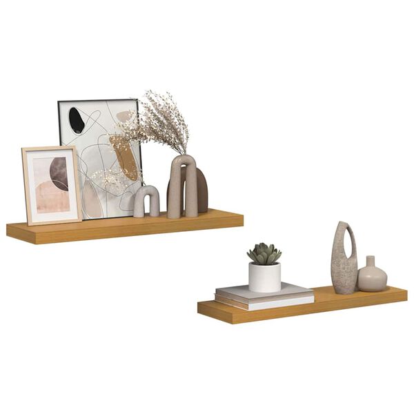 vidaXL Wall Shelf 2 pcs Beige 80 x 23.5 x 4 cm Engineered Wood