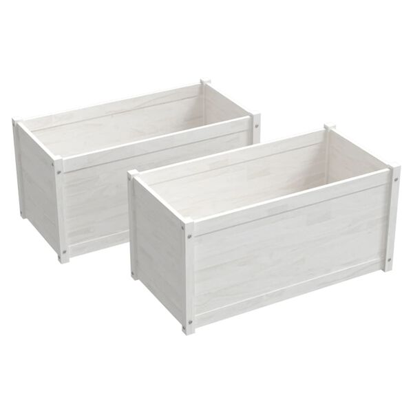 vidaXL Garden Planters 2 pcs White 100x50x50 cm Solid Pinewood