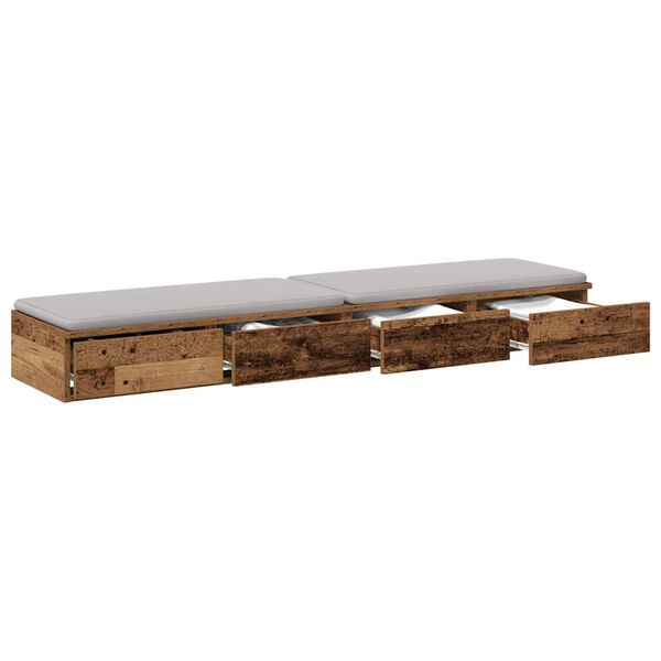 vidaXL Bed Drawers Old Wood 135 x 36.5 x 16.5 cm Engineered Wood