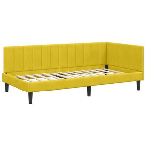 vidaXL Corner Bed Frame with Headboard Yellow 100 cm x 200 cm Velvet