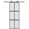 vidaXL Sliding Door Black 76x205 cm Tempered Glass and Aluminium