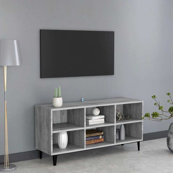 vidaXL TV Cabinet with Metal Legs Grey Sonoma 103.5x30x50 cm