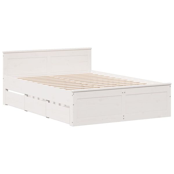 vidaXL Bed Frame without Mattress with Headboard White 160x200 cm Solid Wood Pine