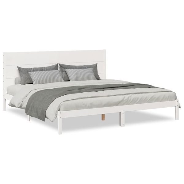 vidaXL Extra Long Bed Frame without Mattress White 200x220 cm Solid Wood