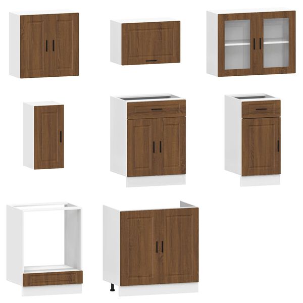 vidaXL 8 Piece Kitchen Cabinet Set Kalmar Brown Oak Engineered Wood