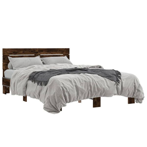 vidaXL Bed Frame without Mattress Smoked Oak 120x200 cm