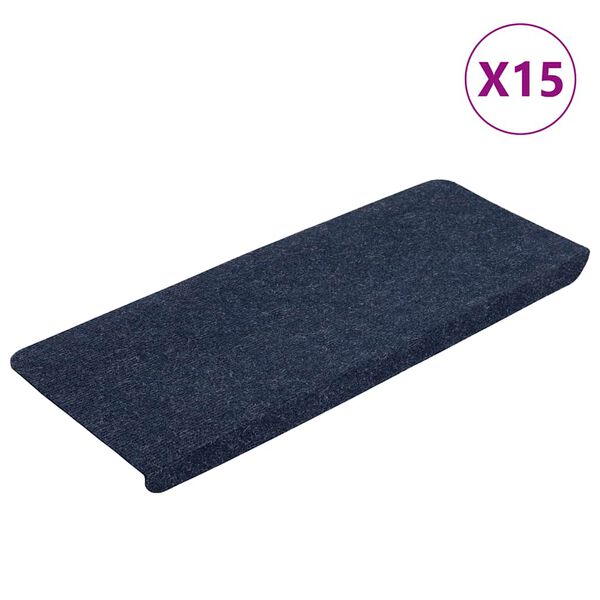 vidaXL Stair Mats Self-adhesive 15 pcs 65x24.5x3.5 cm Blue