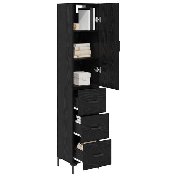 vidaXL Highboard Black Oak 34.5 x 34 x 180 cm Engineered Wood