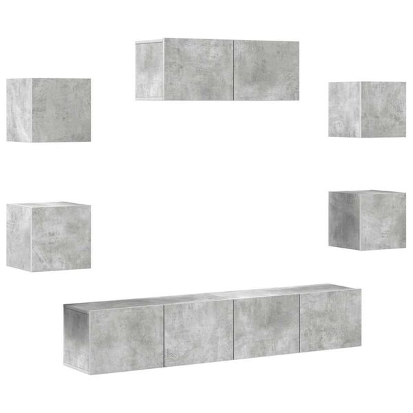 vidaXL 7 Piece TV Cabinet Set Concrete Grey Engineered Wood
